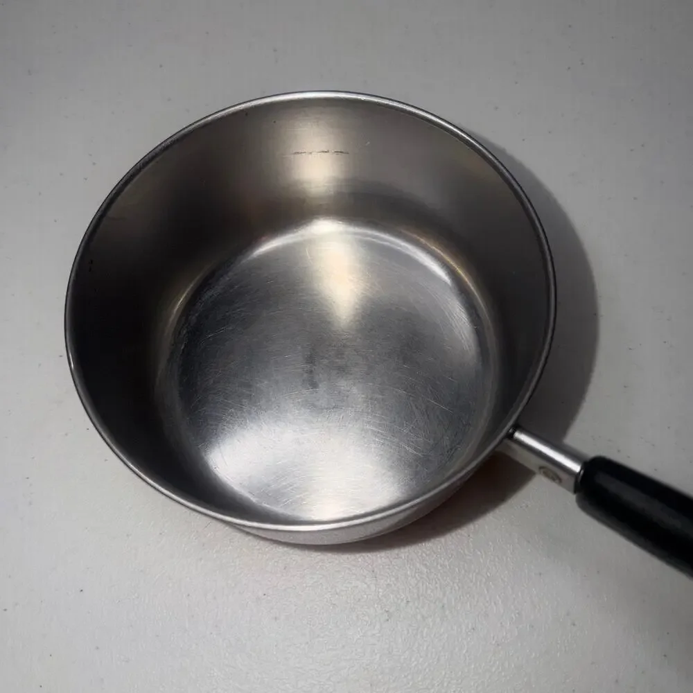 Revere Ware 1801 Copper Bottom Stainless 1 Qt Sauce Pan Lid Clinton Made in USA